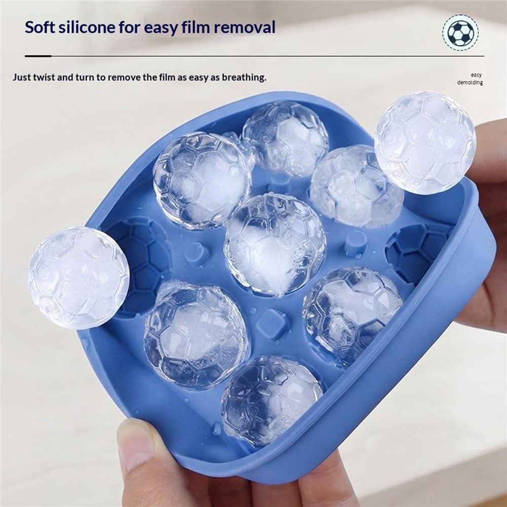 9-Grid Soccer Ball Shaped Silicone Ice Cube Mold Tray Football Shaped Food Grade Sphere Ice Maker with Lid for Drinks (BPA-Free, FDA Certified)