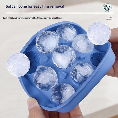 9-Grid Soccer Ball Shaped Silicone Ice Cube Mold Tray Football Shaped Food Grade Sphere Ice Maker with Lid for Drinks (BPA-Free, FDA Certified)