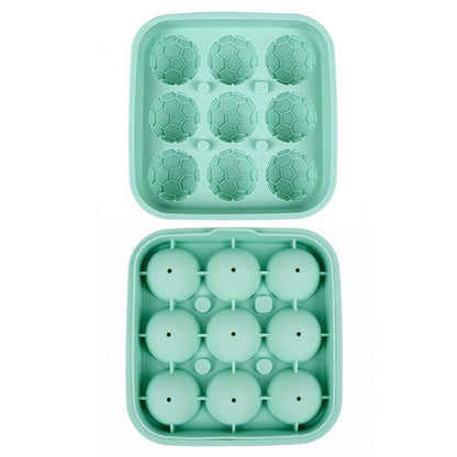 9-Grid Soccer Ball Shaped Silicone Ice Cube Mold Tray Football Shaped Food Grade Sphere Ice Maker with Lid for Drinks (BPA-Free, FDA Certified)