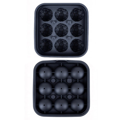 9-Grid Soccer Ball Shaped Silicone Ice Cube Mold Tray Football Shaped Food Grade Sphere Ice Maker with Lid for Drinks (BPA-Free, FDA Certified)
