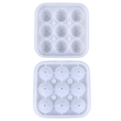 9-Grid Soccer Ball Shaped Silicone Ice Cube Mold Tray Football Shaped Food Grade Sphere Ice Maker with Lid for Drinks (BPA-Free, FDA Certified)