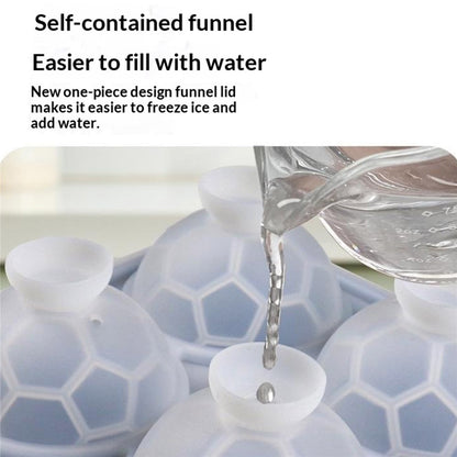 4-Grid Soccer Ball Shaped Silicone Ice Cube Mold Tray Football Shaped Food Grade Sphere Ice Maker with Lid for Drinks (BPA-Free, FDA Certified)