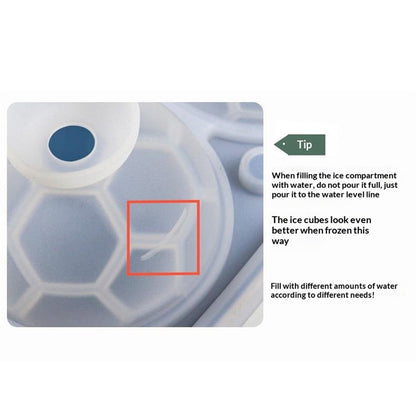 4-Grid Soccer Ball Shaped Silicone Ice Cube Mold Tray Football Shaped Food Grade Sphere Ice Maker with Lid for Drinks (BPA-Free, FDA Certified)