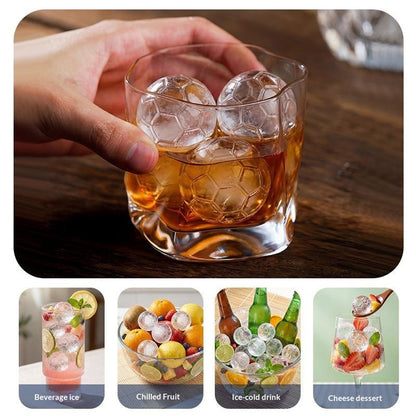 4-Grid Soccer Ball Shaped Silicone Ice Cube Mold Tray Football Shaped Food Grade Sphere Ice Maker with Lid for Drinks (BPA-Free, FDA Certified)