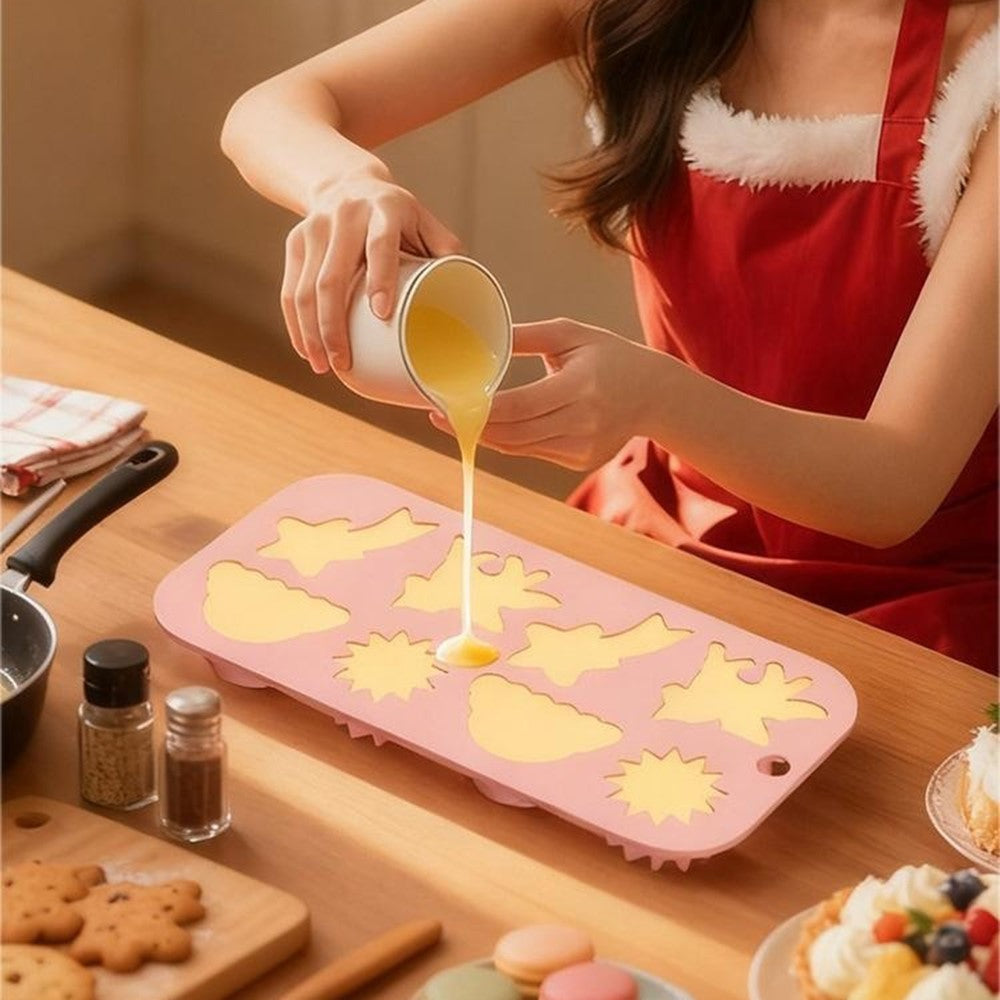 JSC4617 8-Grid Rainbow Unicorn Sun Star Food Grade Silicone Chocolate Baking Mold Non-Stick Easy Release Cake Making Mold (BPA-Free, No FDA Certified)