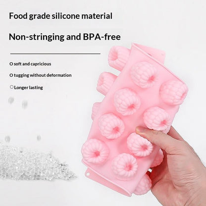 JSC4540 24-Grid Raspberry Food Grade Silicone Mold Non-Stick Easy Release Making Mold for Mousse Cake Chocolate (BPA-Free, No FDA Certified)