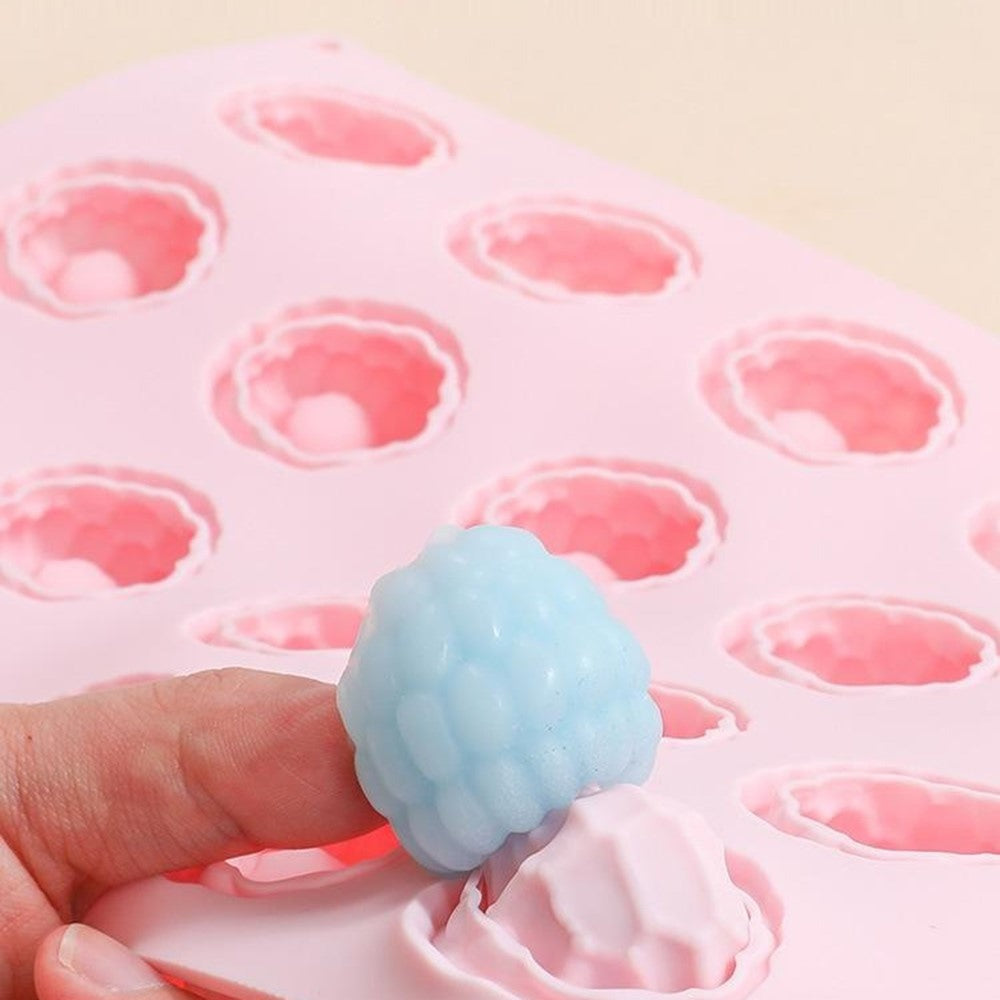 JSC4540 24-Grid Raspberry Food Grade Silicone Mold Non-Stick Easy Release Making Mold for Mousse Cake Chocolate (BPA-Free, No FDA Certified)