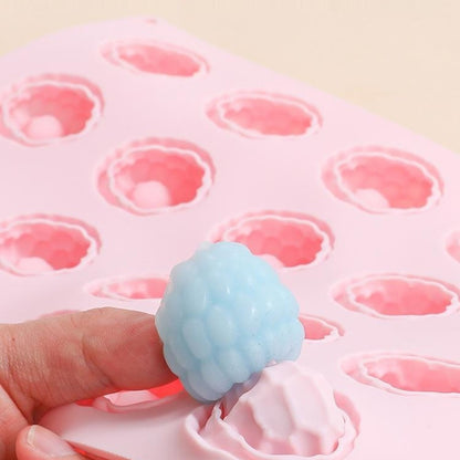 JSC4540 24-Grid Raspberry Food Grade Silicone Mold Non-Stick Easy Release Making Mold for Mousse Cake Chocolate (BPA-Free, No FDA Certified)
