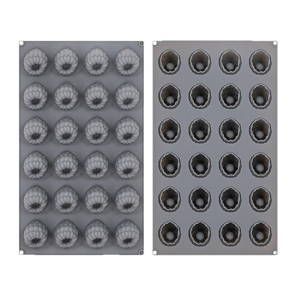 JSC4540 24-Grid Raspberry Food Grade Silicone Mold Non-Stick Easy Release Making Mold for Mousse Cake Chocolate (BPA-Free, No FDA Certified)