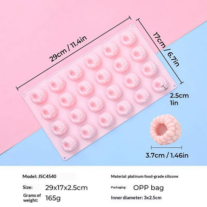 JSC4540 24-Grid Raspberry Food Grade Silicone Mold Non-Stick Easy Release Making Mold for Mousse Cake Chocolate (BPA-Free, No FDA Certified)