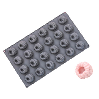 JSC4540 24-Grid Raspberry Food Grade Silicone Mold Non-Stick Easy Release Making Mold for Mousse Cake Chocolate (BPA-Free, No FDA Certified)