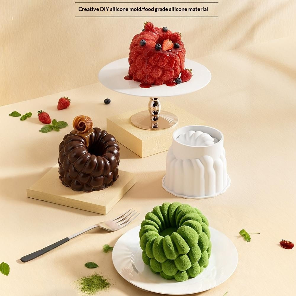 4 Inch Large Raspberry Shape Mousse Cake Mold Food-Grade Silicone Candle Berry Mold for Cake Baking (BPA-Free, No FDA Certified)