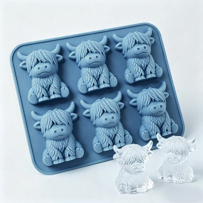 6-Grid Highland Cow Ice Cube Tray 3D Food Grade Silicone Mold for Chocolate Candy Jelly (BPA Free, No FDA)