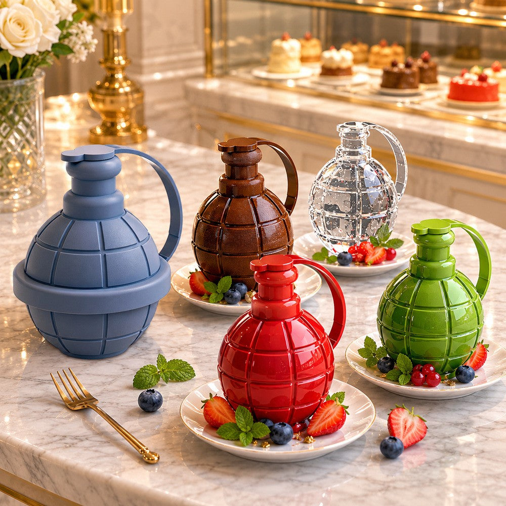 3D Hand Grenade Shape Ice Cube Mold Ice Ball Maker with Lid for Cocktails Parties (BPA Free, No FDA)
