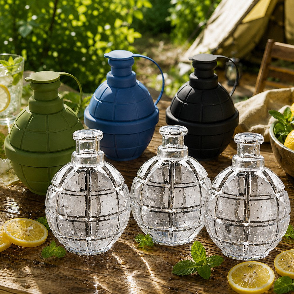 3D Hand Grenade Shape Ice Cube Mold Ice Ball Maker with Lid for Cocktails Parties (BPA Free, No FDA)