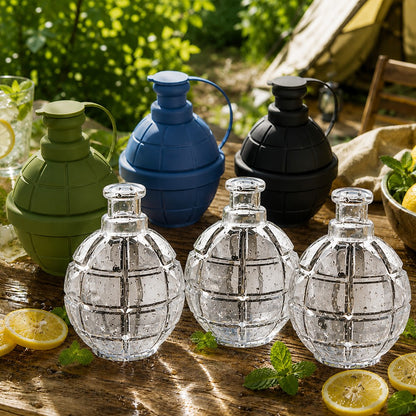 3D Hand Grenade Shape Ice Cube Mold Ice Ball Maker with Lid for Cocktails Parties (BPA Free, No FDA)