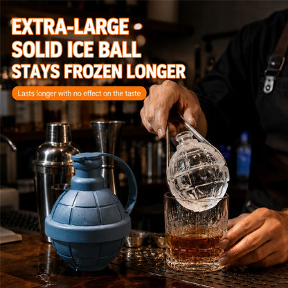 3D Hand Grenade Shape Ice Cube Mold Ice Ball Maker with Lid for Cocktails Parties (BPA Free, No FDA)