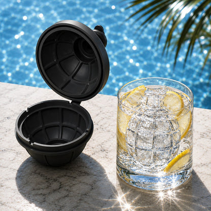3D Hand Grenade Shape Ice Cube Mold Ice Ball Maker with Lid for Cocktails Parties (BPA Free, No FDA)
