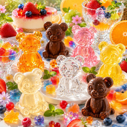 6 Grids Bear Ice Cube Tray Food Grade Silicone Ice Mold for Chocolate Jelly Pudding Baking (BPA Free, No FDA)