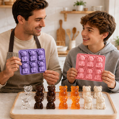 6 Grids Bear Ice Cube Tray Food Grade Silicone Ice Mold for Chocolate Jelly Pudding Baking (BPA Free, No FDA)