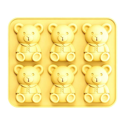6 Grids Bear Ice Cube Tray Food Grade Silicone Ice Mold for Chocolate Jelly Pudding Baking (BPA Free, No FDA)
