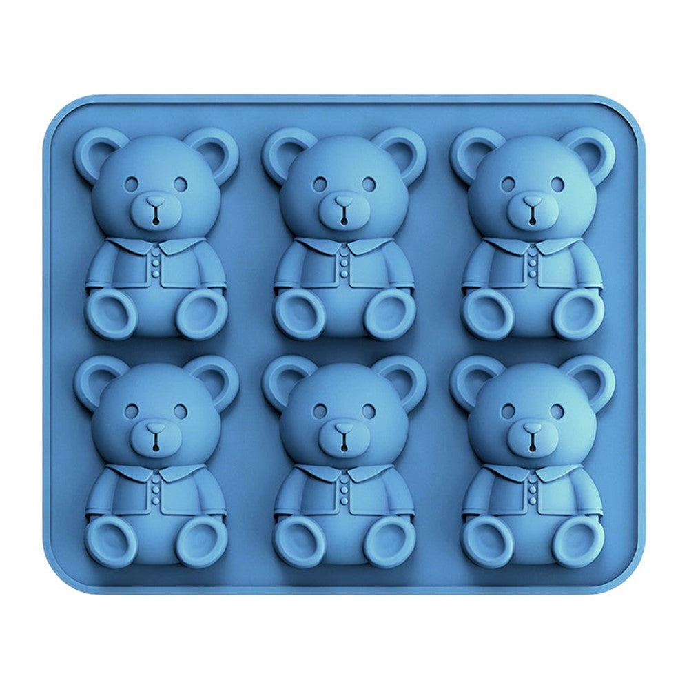 6 Grids Bear Ice Cube Tray Food Grade Silicone Ice Mold for Chocolate Jelly Pudding Baking (BPA Free, No FDA)