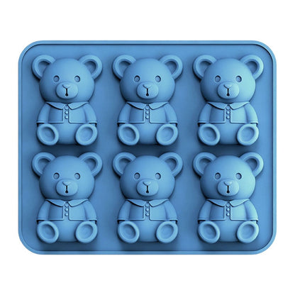 6 Grids Bear Ice Cube Tray Food Grade Silicone Ice Mold for Chocolate Jelly Pudding Baking (BPA Free, No FDA)