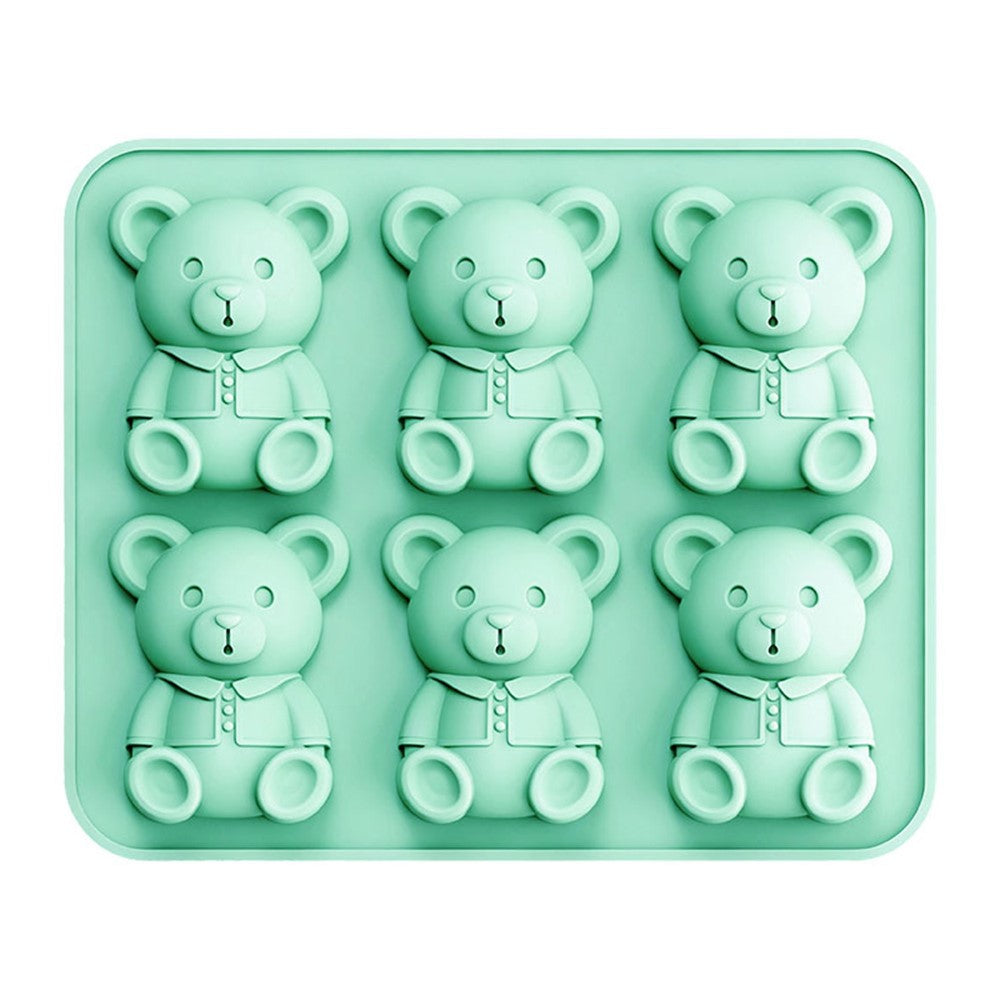 6 Grids Bear Ice Cube Tray Food Grade Silicone Ice Mold for Chocolate Jelly Pudding Baking (BPA Free, No FDA)