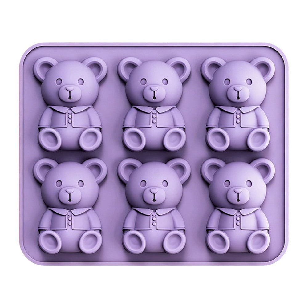 6 Grids Bear Ice Cube Tray Food Grade Silicone Ice Mold for Chocolate Jelly Pudding Baking (BPA Free, No FDA)