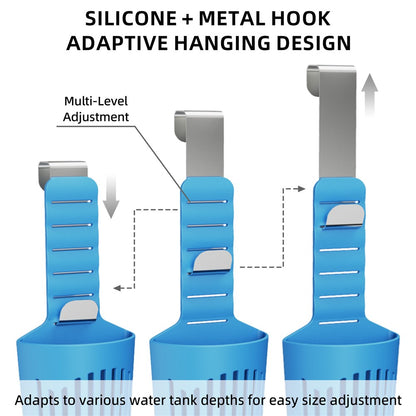 Toilet Tank Cleaning Tablet Holder Adjustable Silicone Basket with Stainless Steel Hanging Hook