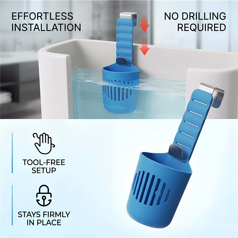 Toilet Tank Cleaning Tablet Holder Adjustable Silicone Basket with Stainless Steel Hanging Hook
