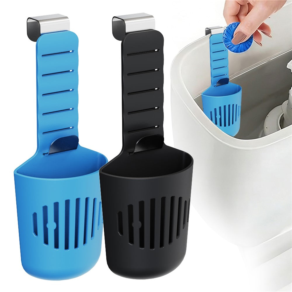 Toilet Tank Cleaning Tablet Holder Adjustable Silicone Basket with Stainless Steel Hanging Hook