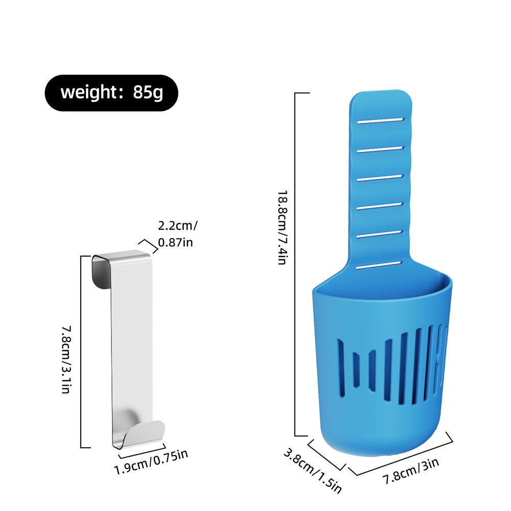 Toilet Tank Cleaning Tablet Holder Adjustable Silicone Basket with Stainless Steel Hanging Hook