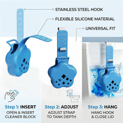 Adjustable Hanging Toilet Tank Cleaning Tablet Holder Silicone Star Basket with Stainless Steel Hook