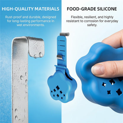 Adjustable Hanging Toilet Tank Cleaning Tablet Holder Silicone Star Basket with Stainless Steel Hook