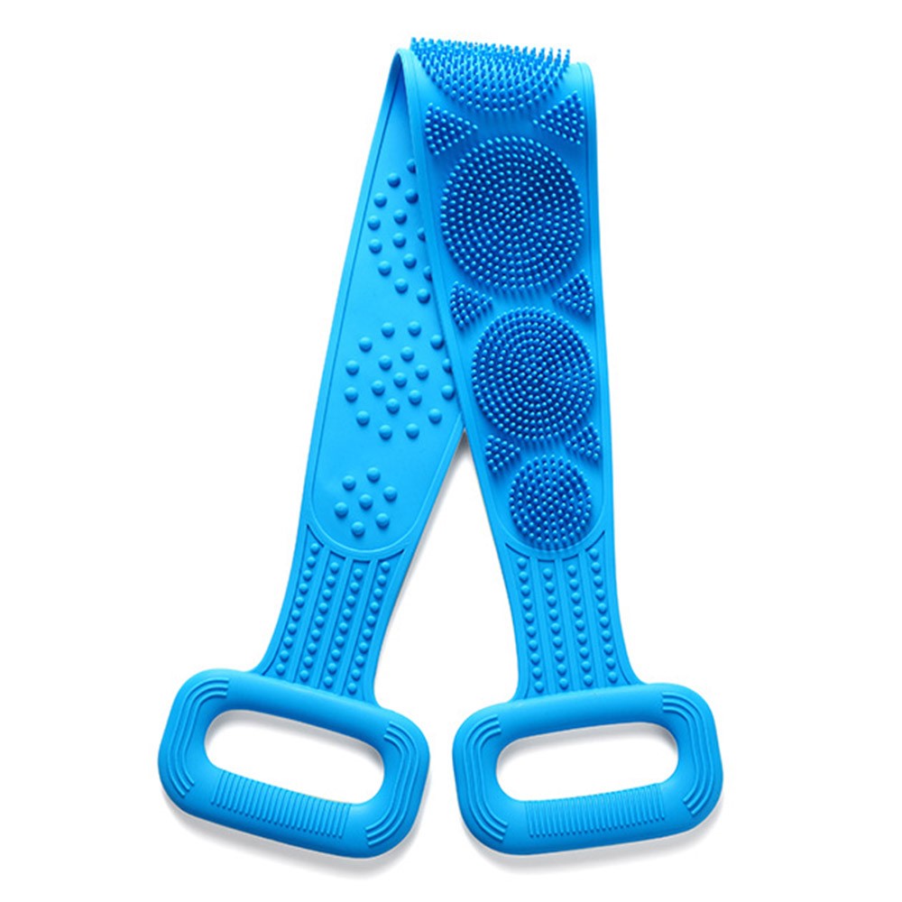 64cm Silicone Body Scrub Brush Double-Sided Back Cleaner Exfoliator Strap
