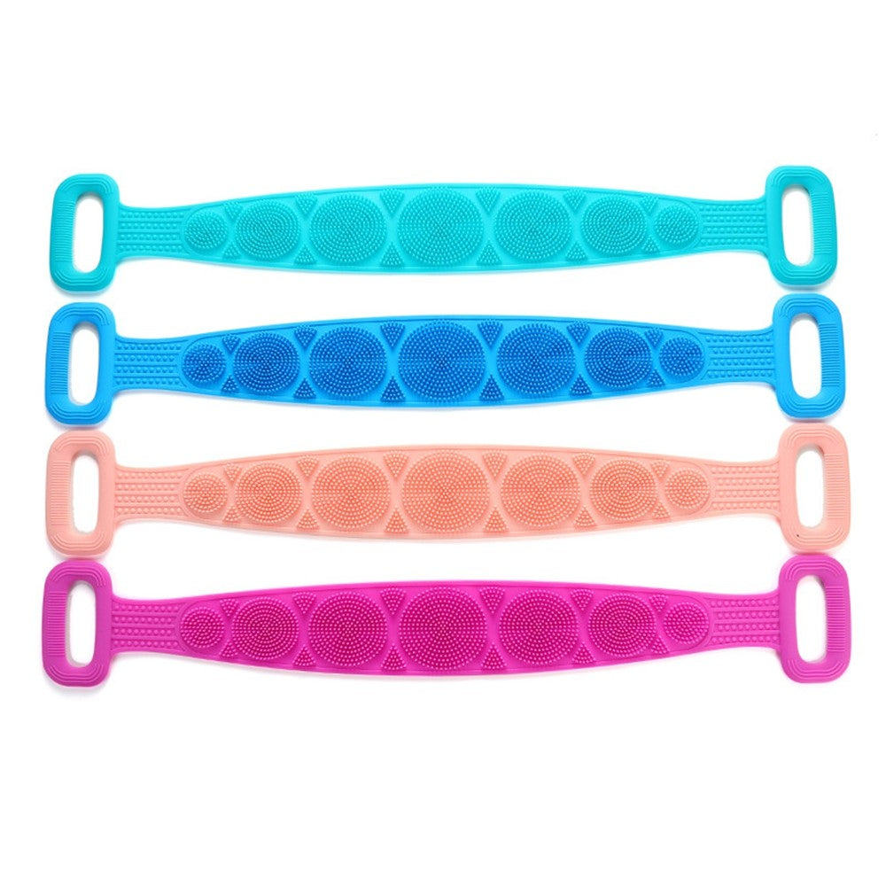 64cm Silicone Body Scrub Brush Double-Sided Back Cleaner Exfoliator Strap