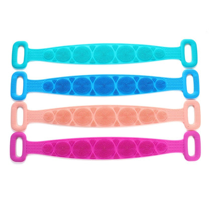 64cm Silicone Body Scrub Brush Double-Sided Back Cleaner Exfoliator Strap