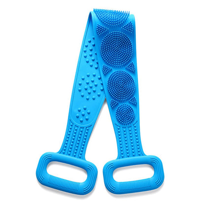 64cm Silicone Body Scrub Brush Double-Sided Back Cleaner Exfoliator Strap
