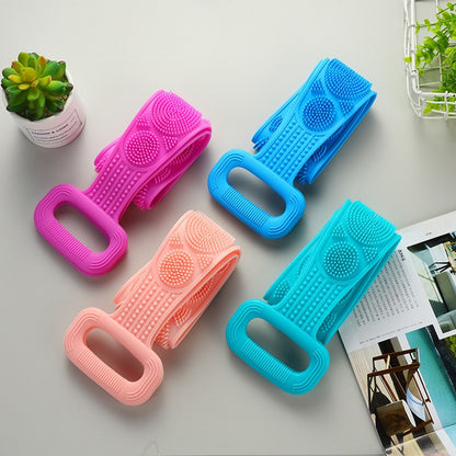 64cm Silicone Body Scrub Brush Double-Sided Back Cleaner Exfoliator Strap
