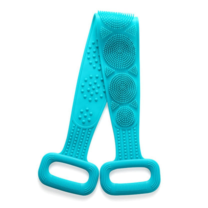64cm Silicone Body Scrub Brush Double-Sided Back Cleaner Exfoliator Strap