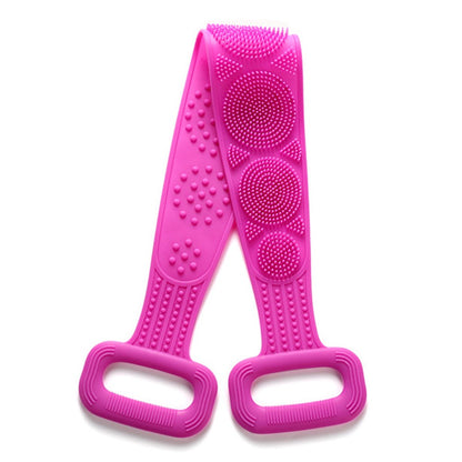 64cm Silicone Body Scrub Brush Double-Sided Back Cleaner Exfoliator Strap