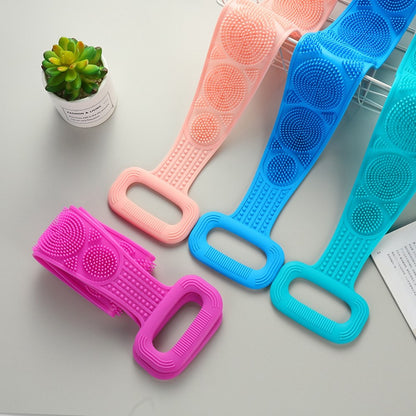 72cm Silicone Body Scrub Brush Double-Sided Back Cleaner Exfoliator Strap