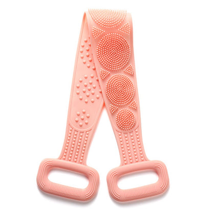 72cm Silicone Body Scrub Brush Double-Sided Back Cleaner Exfoliator Strap
