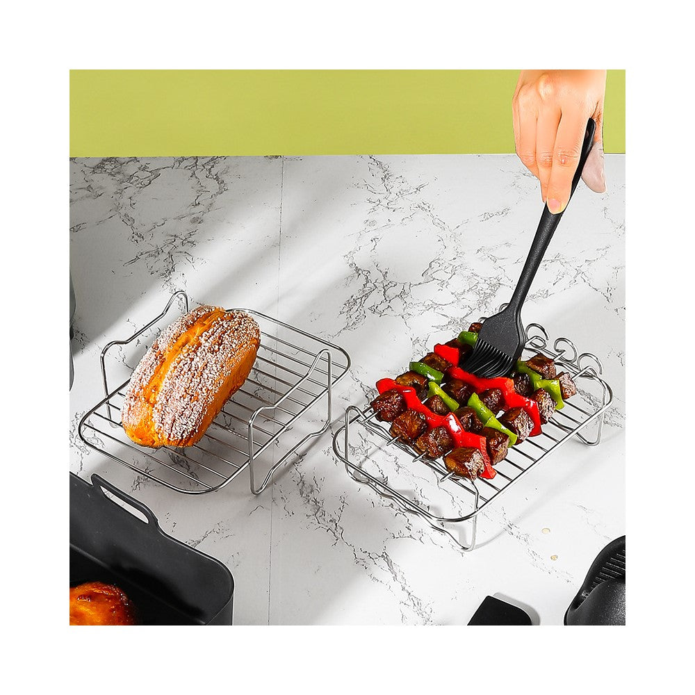 12Pcs / Set for Ninja AF400 AF500 Air Fryer Accessories Silicone Liner Grill Rack Tong Oil Brush Cupcake Mold Kit (BPA Free, FDA Certified)