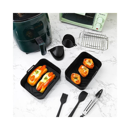 12Pcs / Set for Ninja AF400 AF500 Air Fryer Accessories Silicone Liner Grill Rack Tong Oil Brush Cupcake Mold Kit (BPA Free, FDA Certified)
