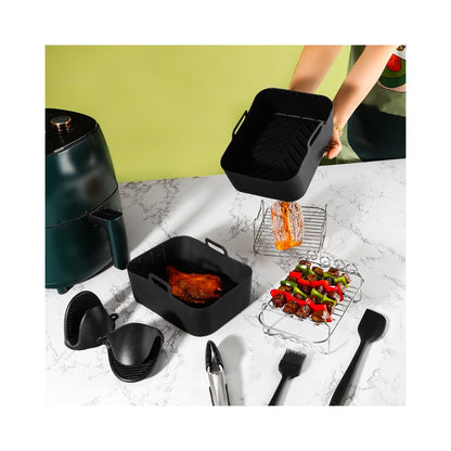 For Ninja AF180 Air Fryer 9Pcs / Set Accessories Cake Plate Silicone Tray Grill Rack Cupcake Mold Kit (BPA Free, FDA Certified)