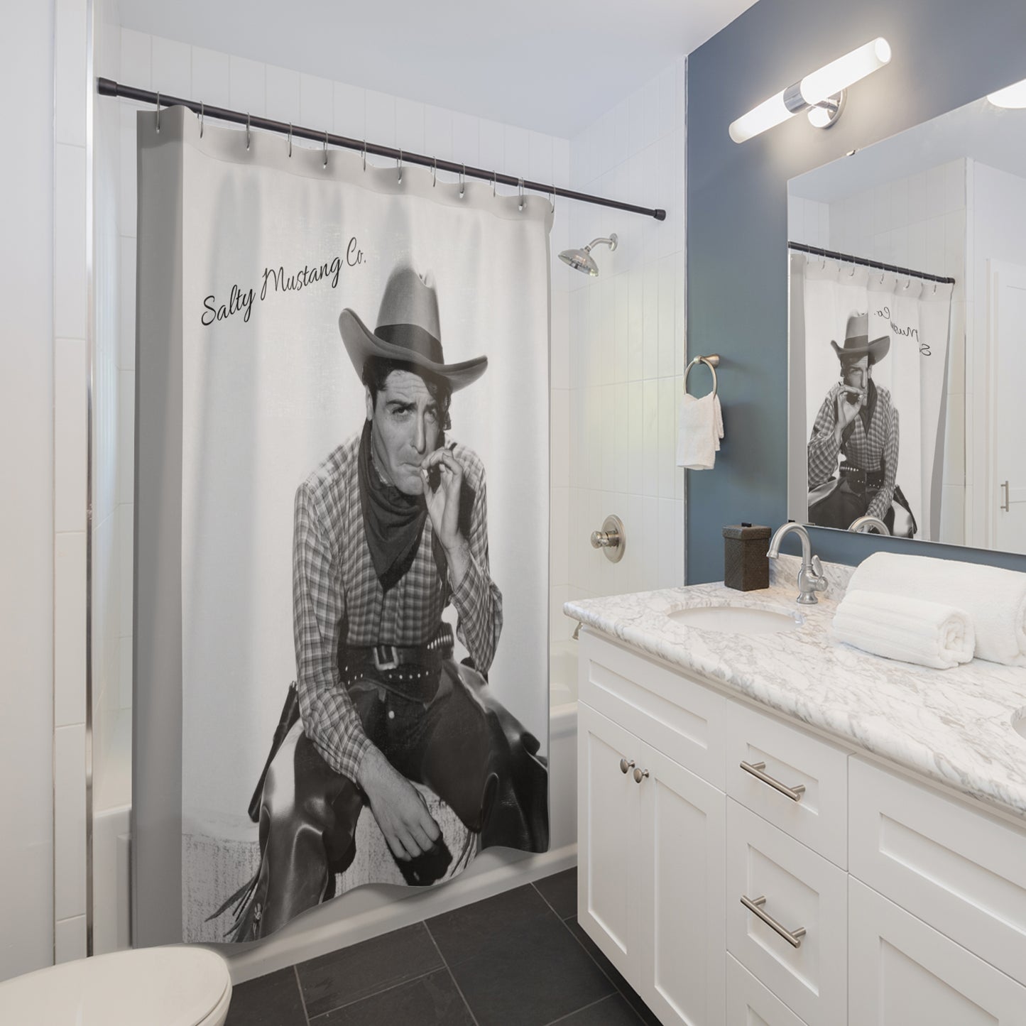 Vintage Cowboy Smoke Shower Curtain