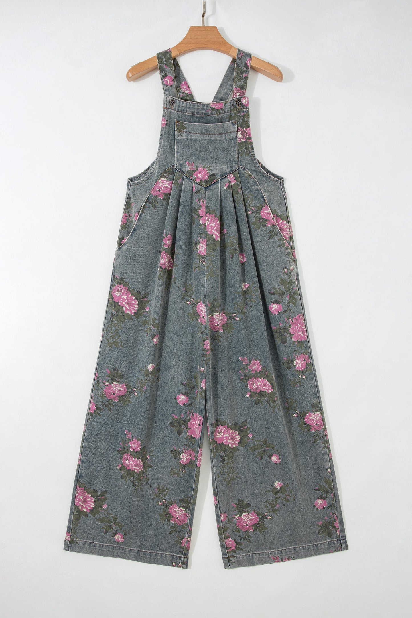 Floral Pleated High Waist Wide Leg Jumpsuit