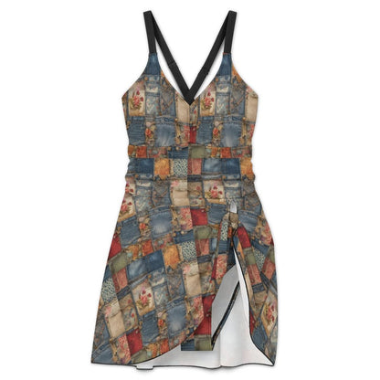 Southern Belle Patchwork Hem Tie One-piece Swimsuit